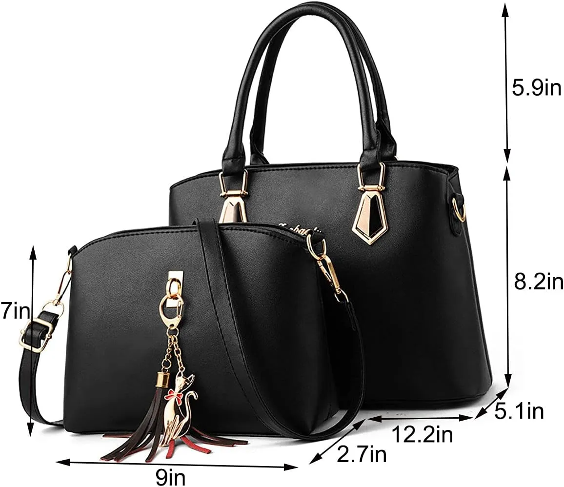 Handbags for Women Shoulder Bags Tote Satchel 2pcs Purse Set Tassel Crossbody Bags