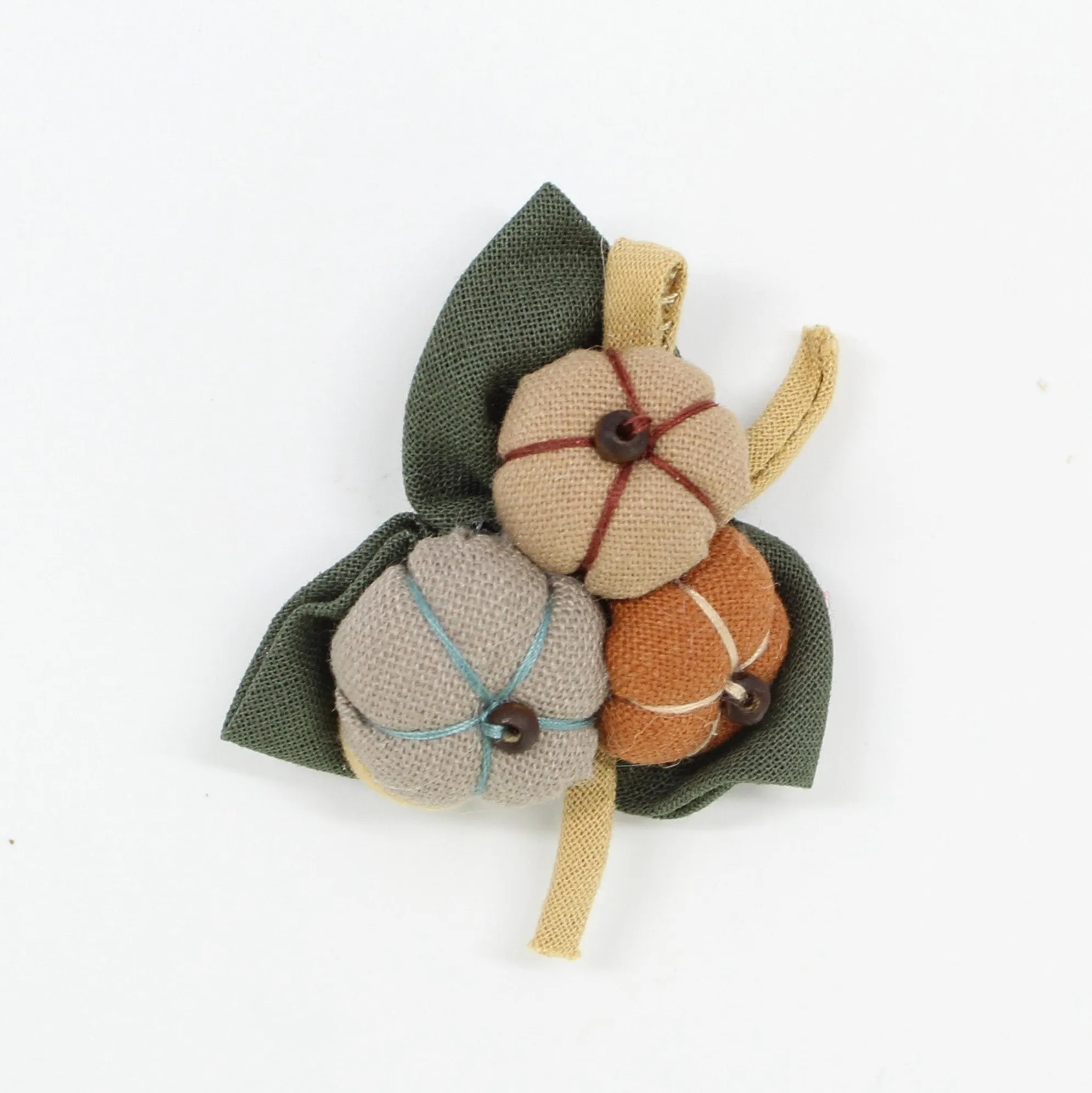 Handcrafted Harvest Pumpkin Brooch - Fabric Pin for Sustainable Fashion