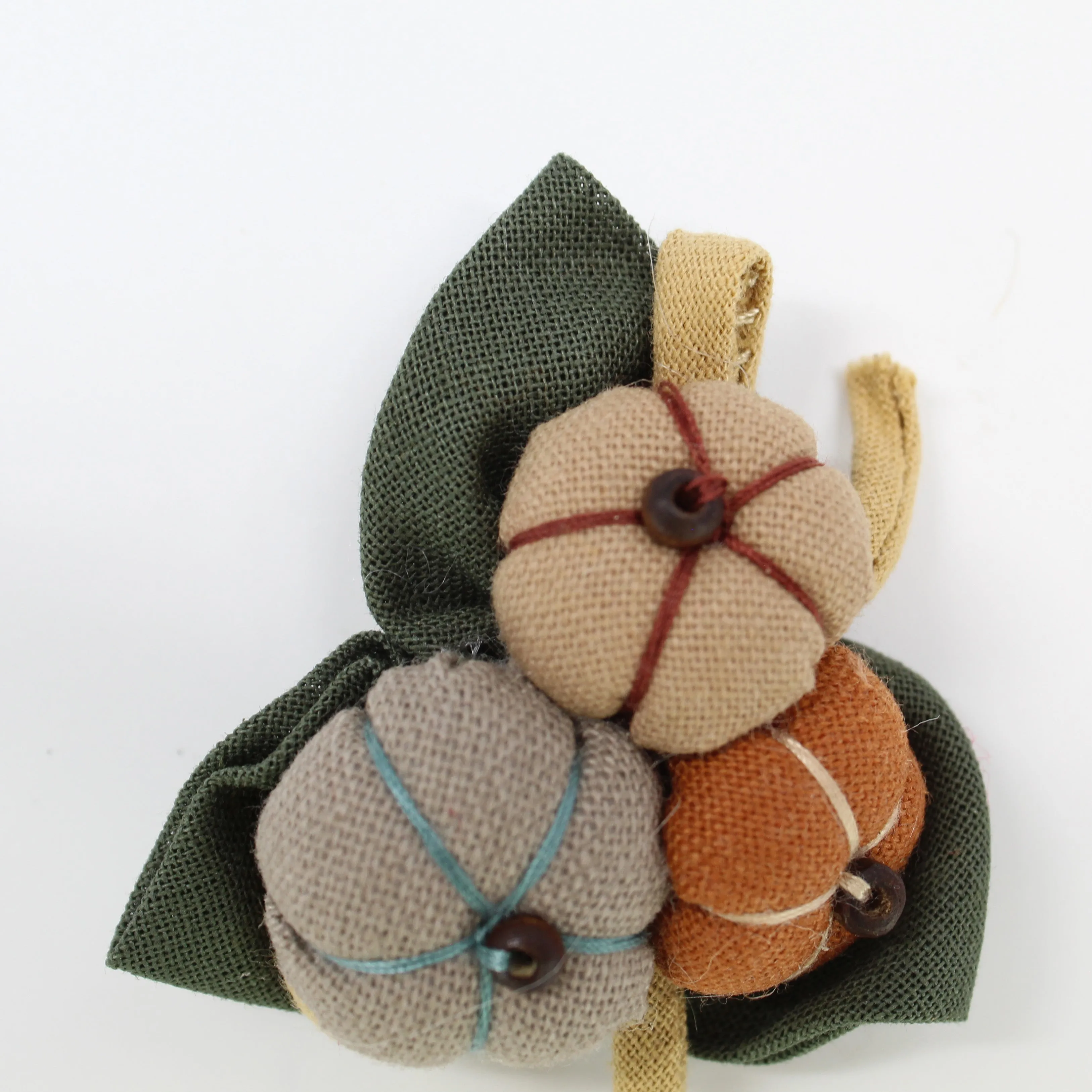 Handcrafted Harvest Pumpkin Brooch - Fabric Pin for Sustainable Fashion