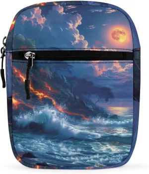 Hawaii Volcanic Eruption Lava in Moon Small Crossbody Bags Mini Shoulder Bag Travel Messenger Bag for Men Women