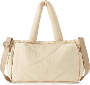Herald Puffer Tote Bag for Women, Quilted Large Crossbody Shoulder Purse Handbag with Laptop Compartment & Multi Pocket