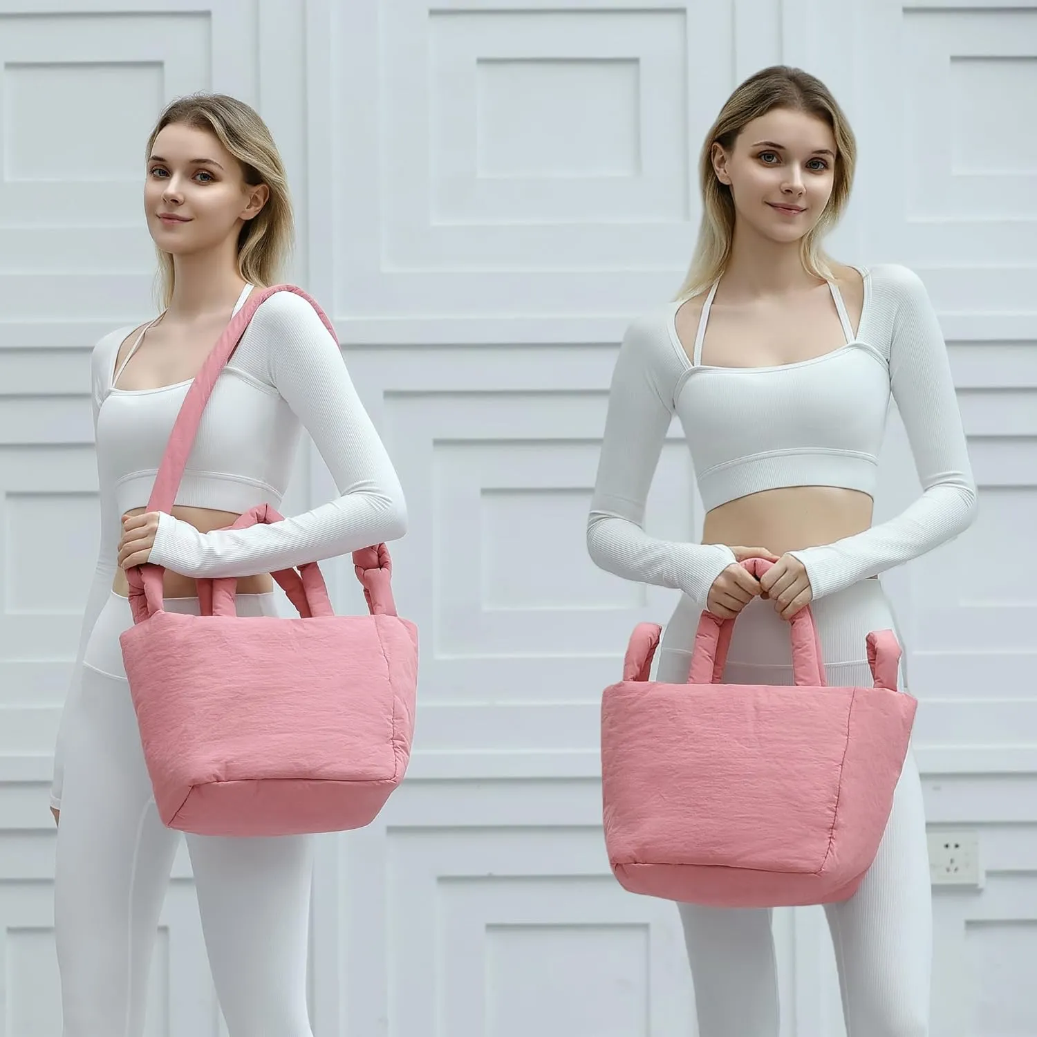 Herald Soft Puffer Tote Bag for Women, Lightweight Puffy Shoulder Purse Satchel Top-Handle Handbag with Adjustable Strap