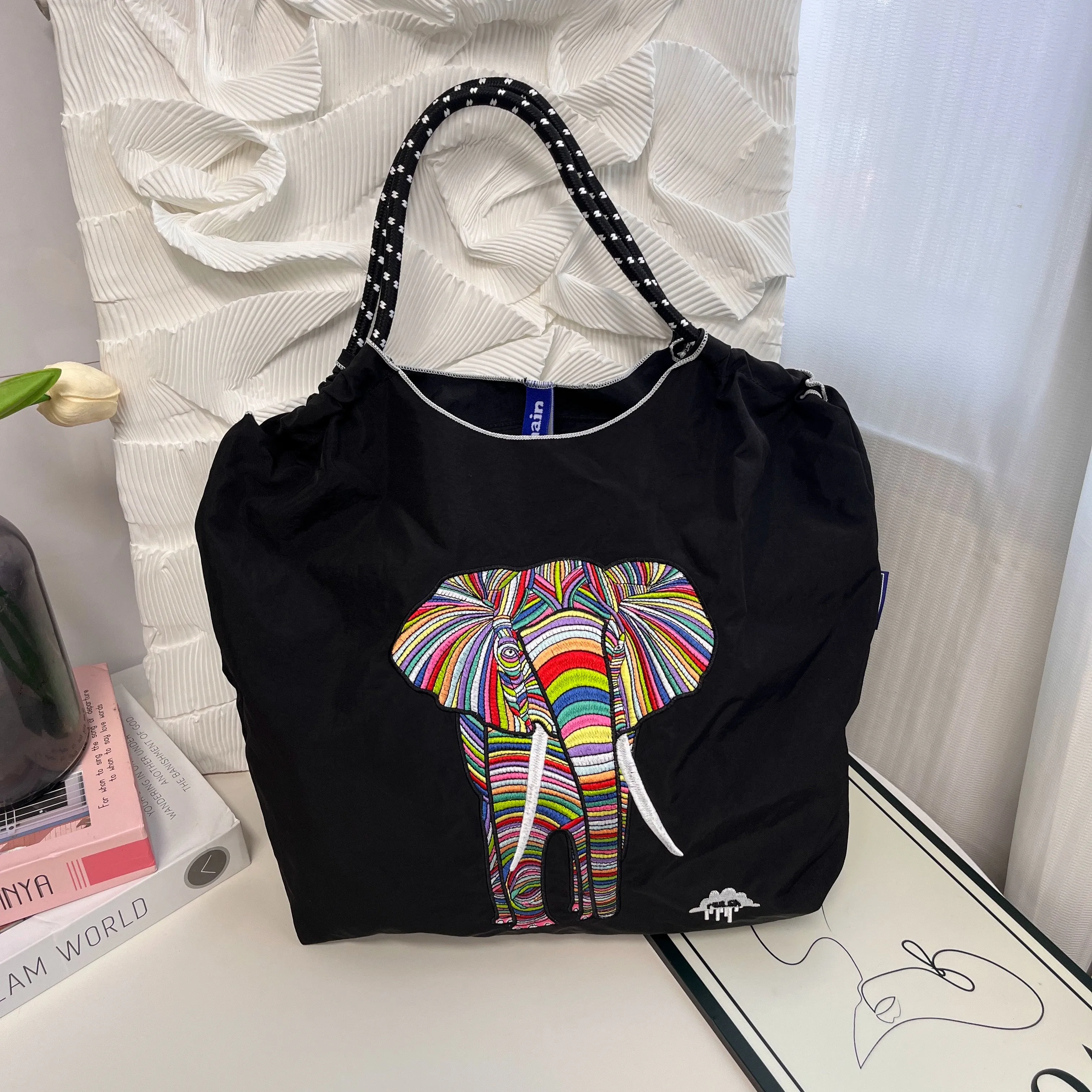 High round Nylon Eco-friendly Bag Crossbody Bag Satchel Embroider