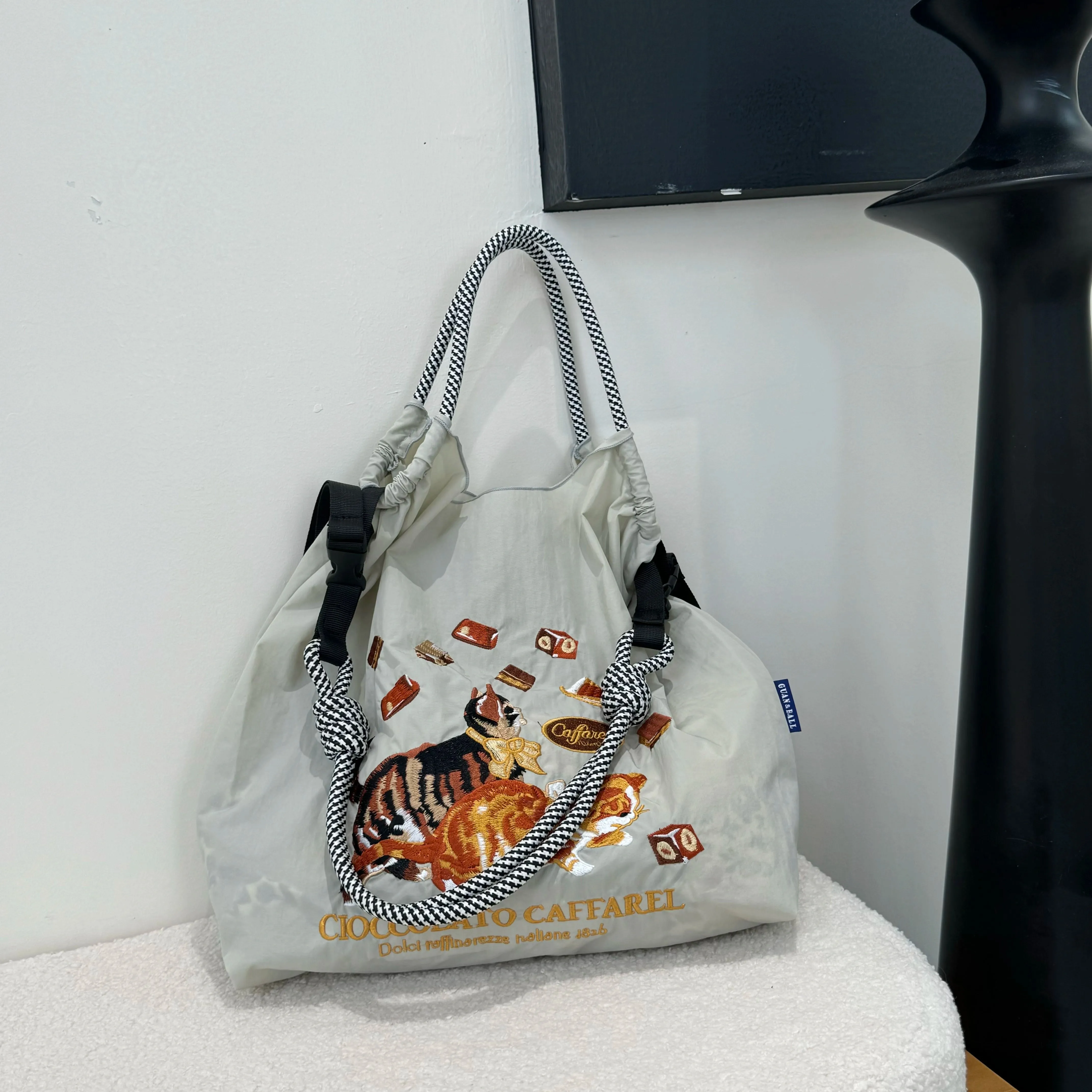High round Nylon Eco-friendly Bag Crossbody Bag Satchel Embroider