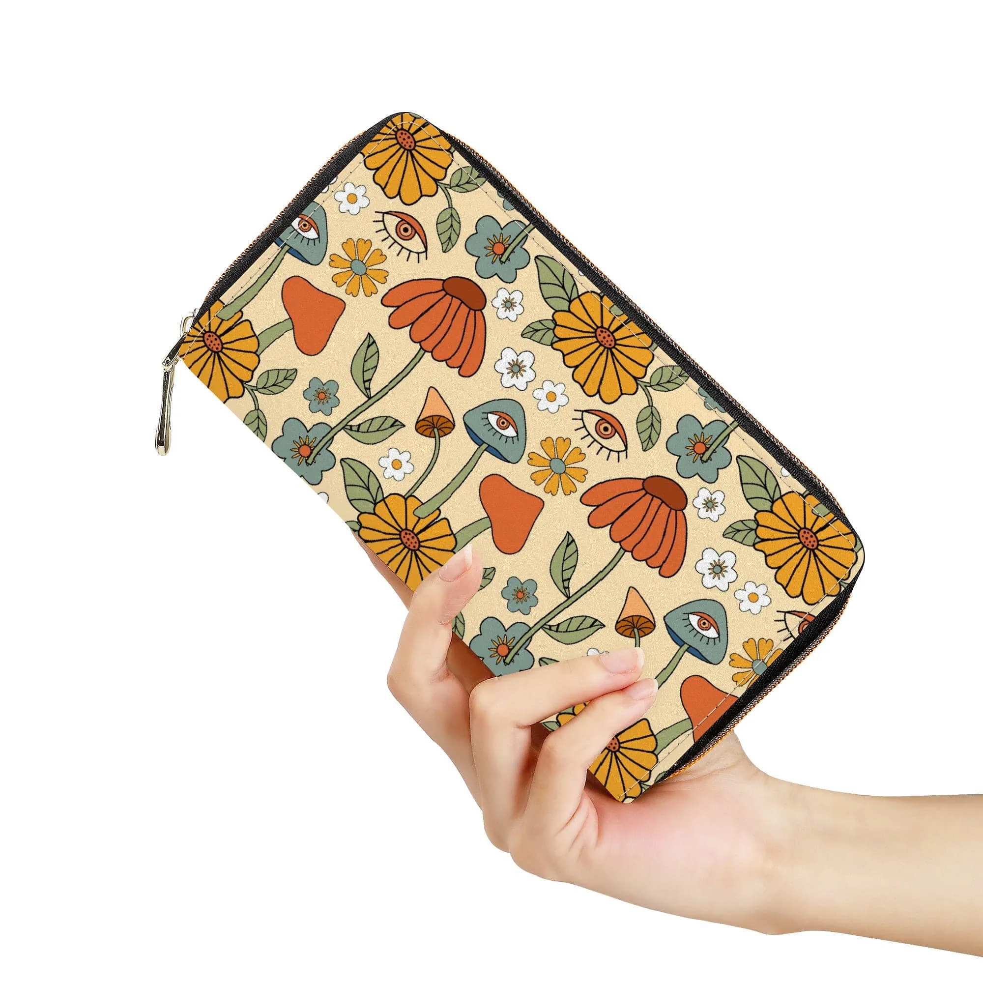 Hippie Mushroom Love Zip-Around Wallet