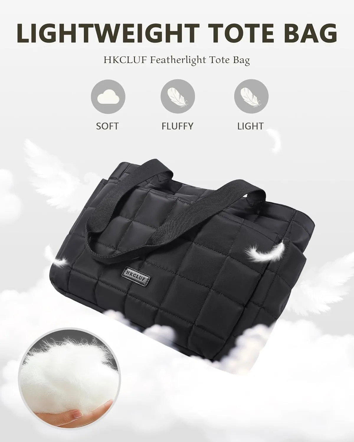 HKCLUF Quilted Puffer Tote Bag for Women 20L Lightweight Waterproof Large Work Travel Gym Tote Bag with Laptop Compartment