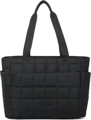HKCLUF Quilted Puffer Tote Bag for Women 20L Lightweight Waterproof Large Work Travel Gym Tote Bag with Laptop Compartment