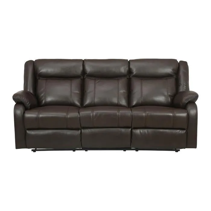 Homelegance Furniture Jude Double Glider Recliner Sofa in Brown 8201BRW-3