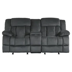 Homelegance Furniture Laurelton Double Glider Reclining Loveseat w/ Center Console in Charcoal 9636CC-2