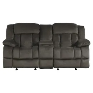 Homelegance Furniture Laurelton Double Glider Reclining Loveseat w/ Center Console in Chocolate 9636-2