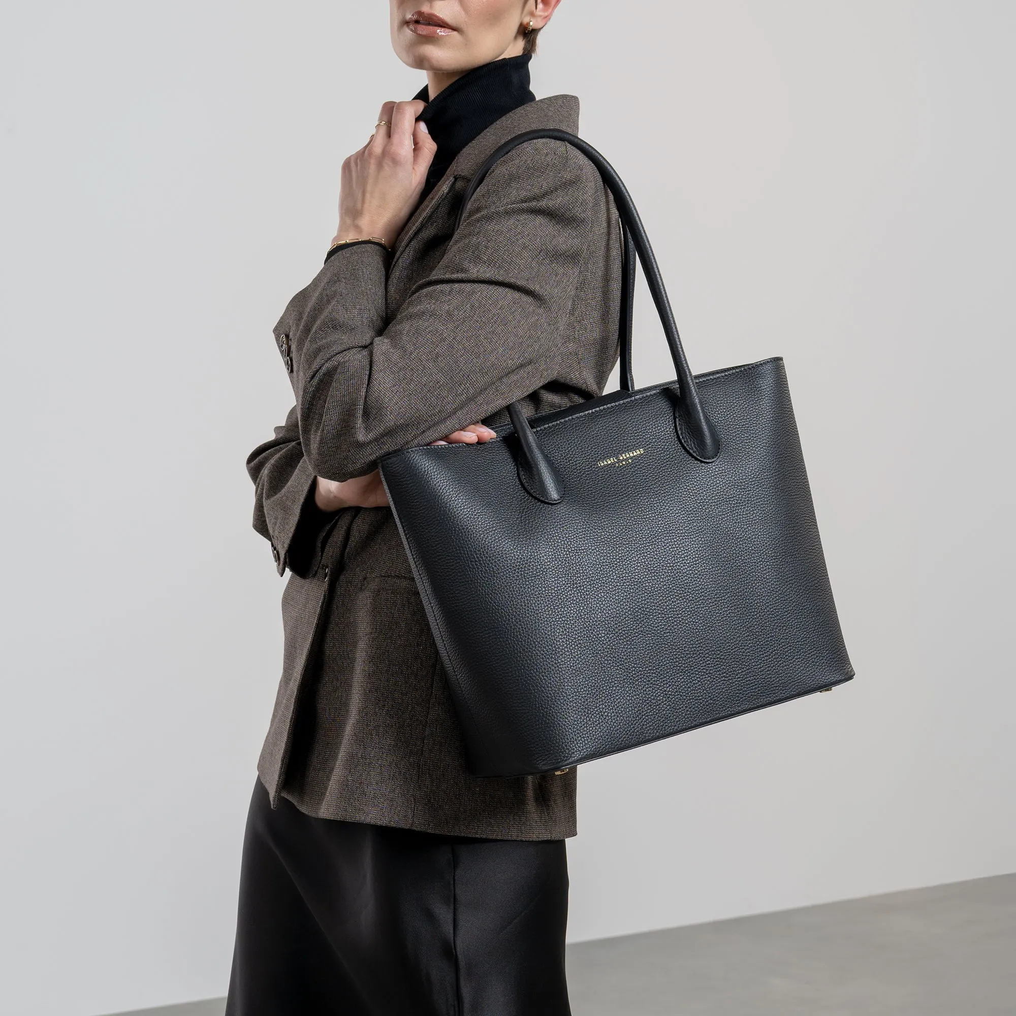 Honoré Lysanne black calfskin leather shopper