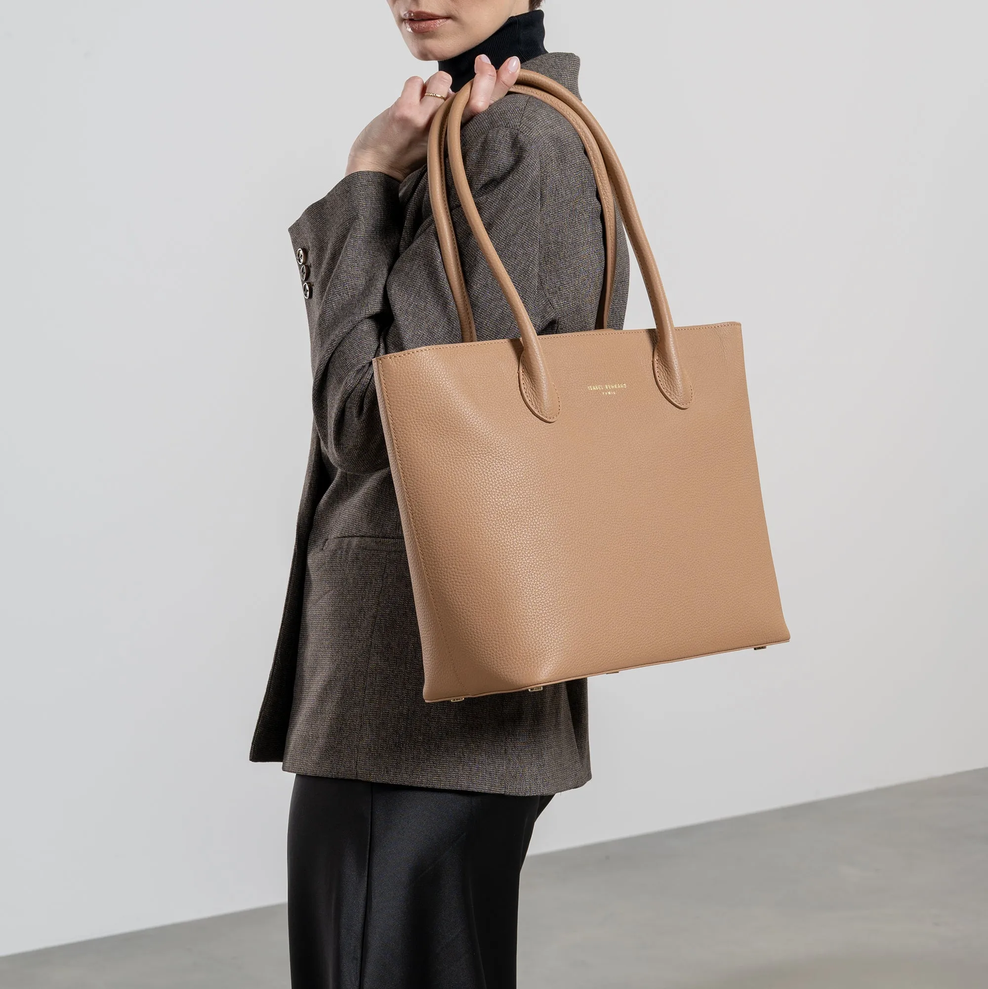 Honoré Lysanne camel calfskin leather shopper