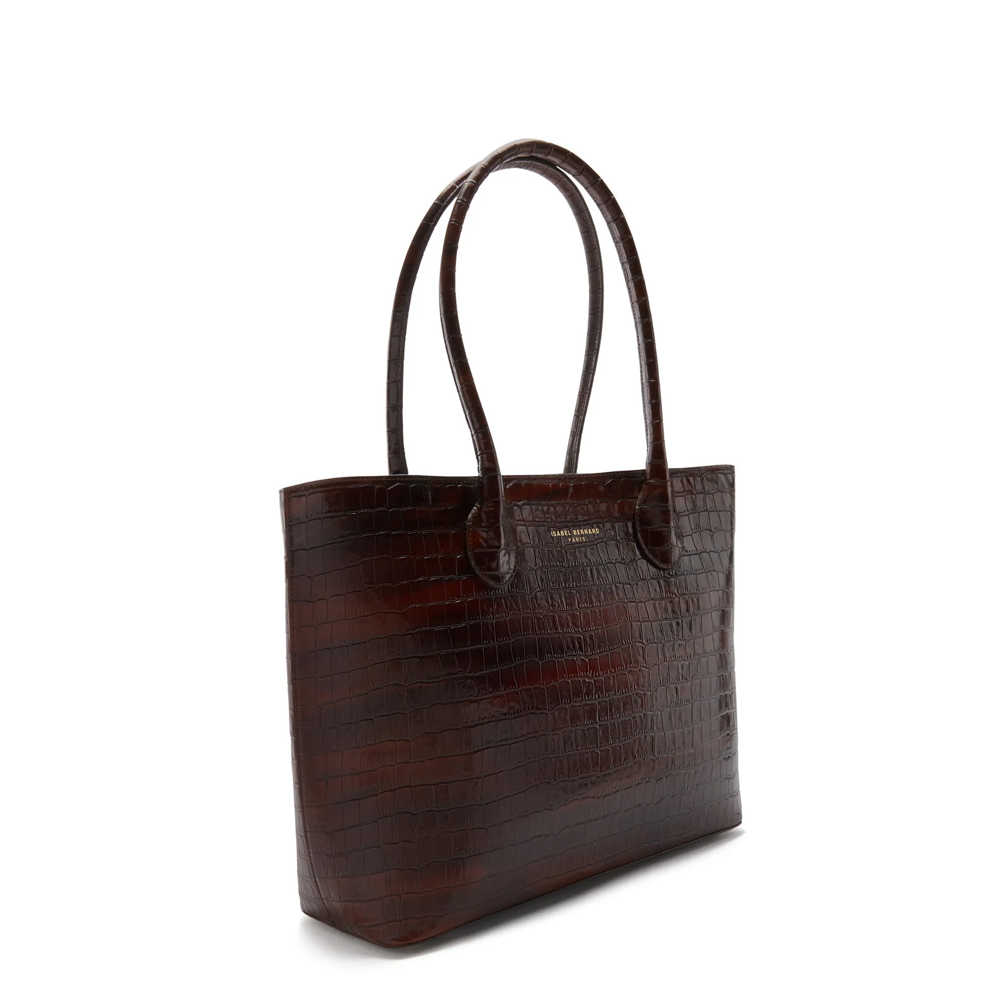 Honoré Lysanne croco brown calfskin leather shopper