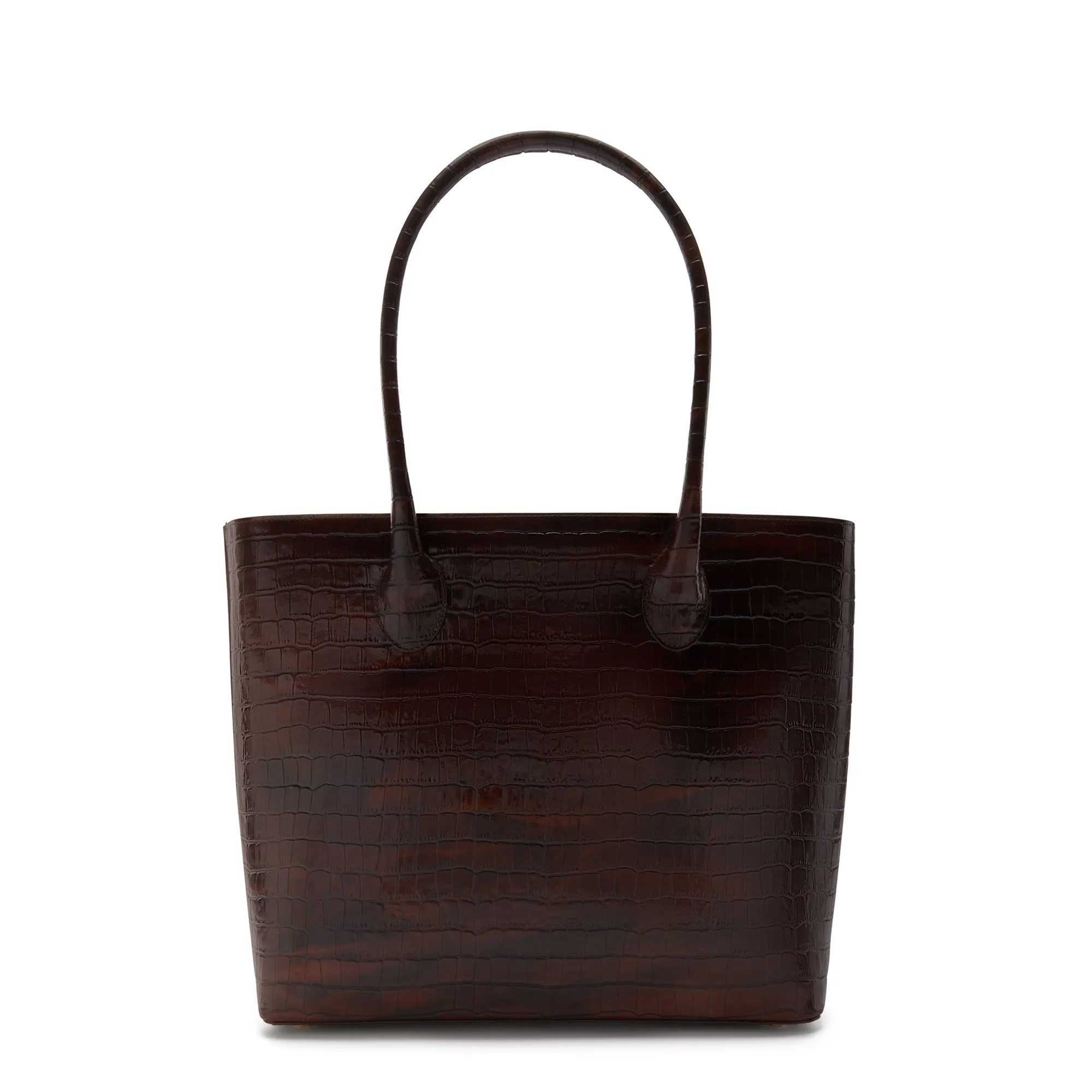 Honoré Lysanne croco brown calfskin leather shopper