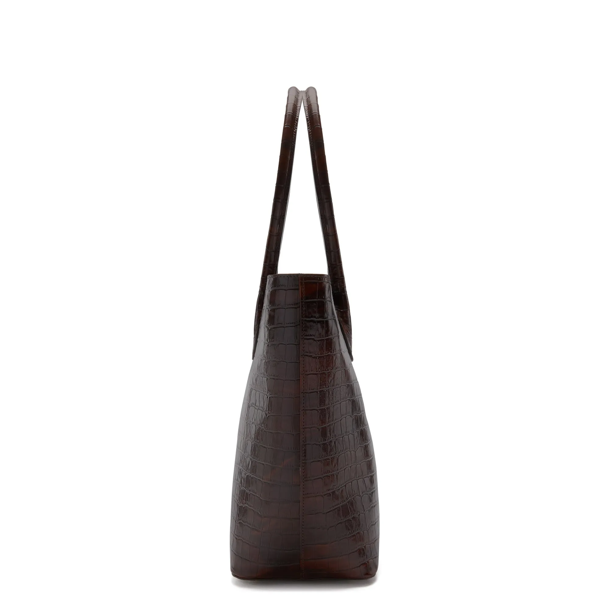 Honoré Lysanne croco brown calfskin leather shopper