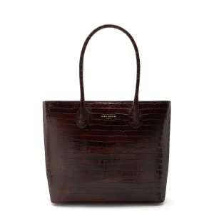Honoré Lysanne croco brown calfskin leather shopper