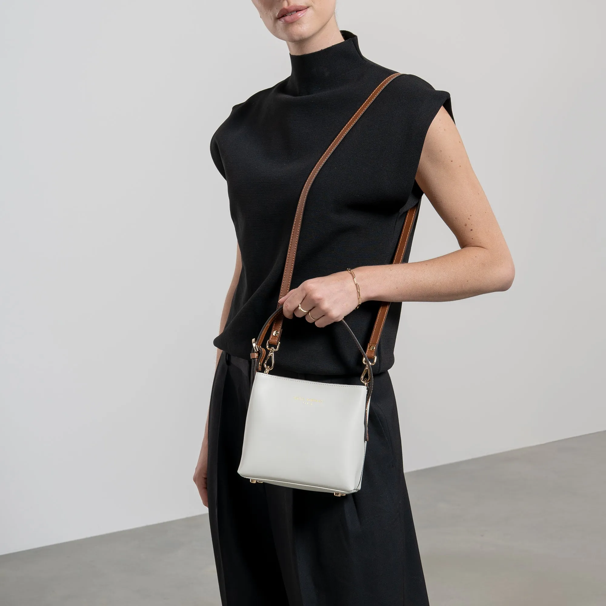 Honoré Adriane Mini white leather handbag calfskin leather