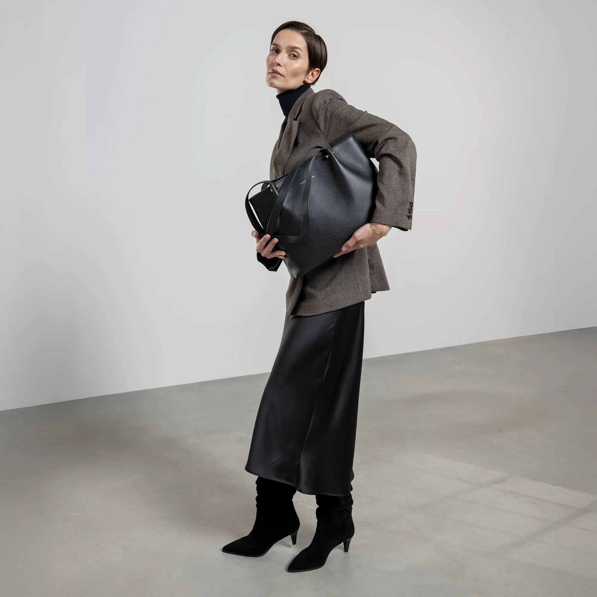 Honoré Nata black leather shopper calfskin leather