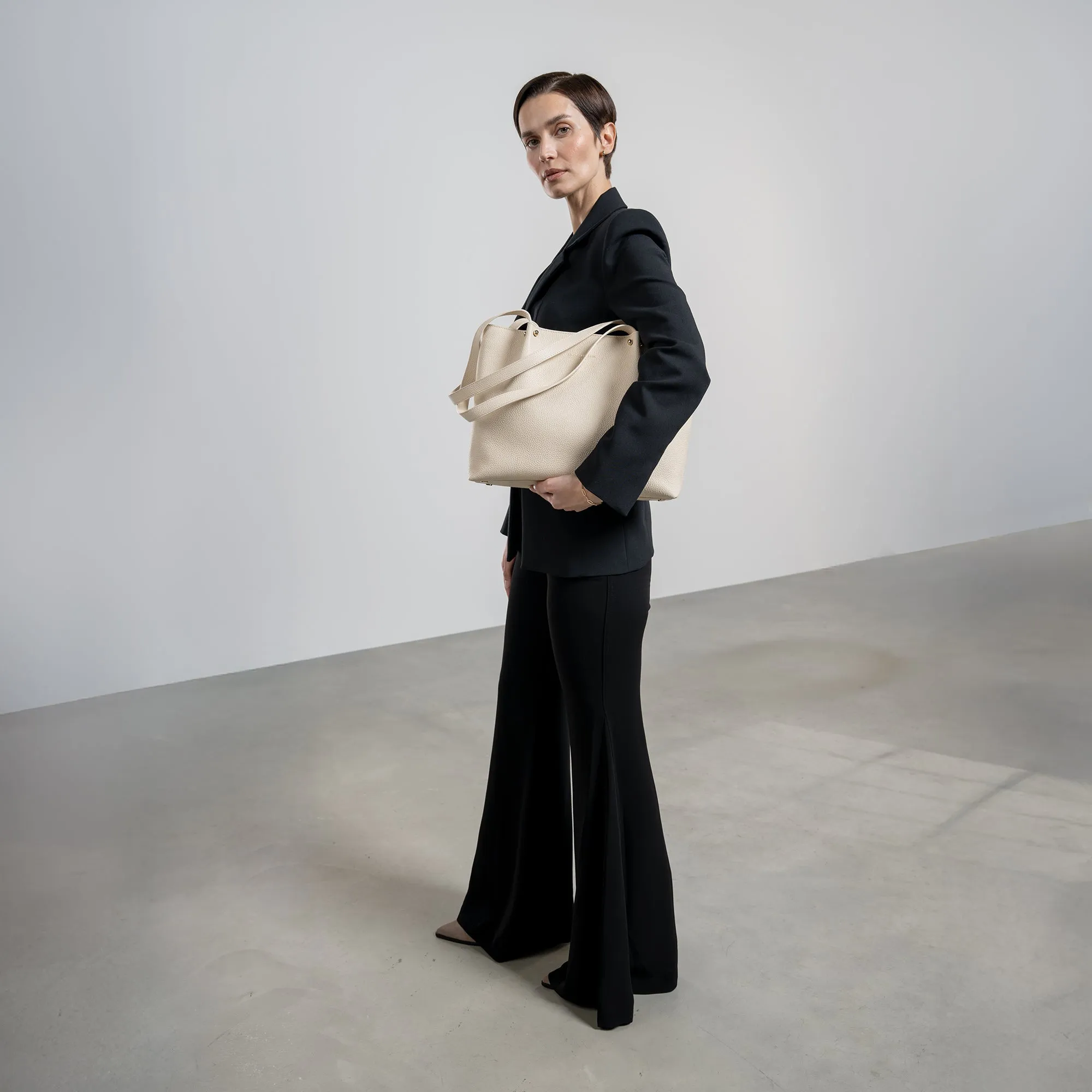 Honoré Nata cream leather shopper calfskin leather