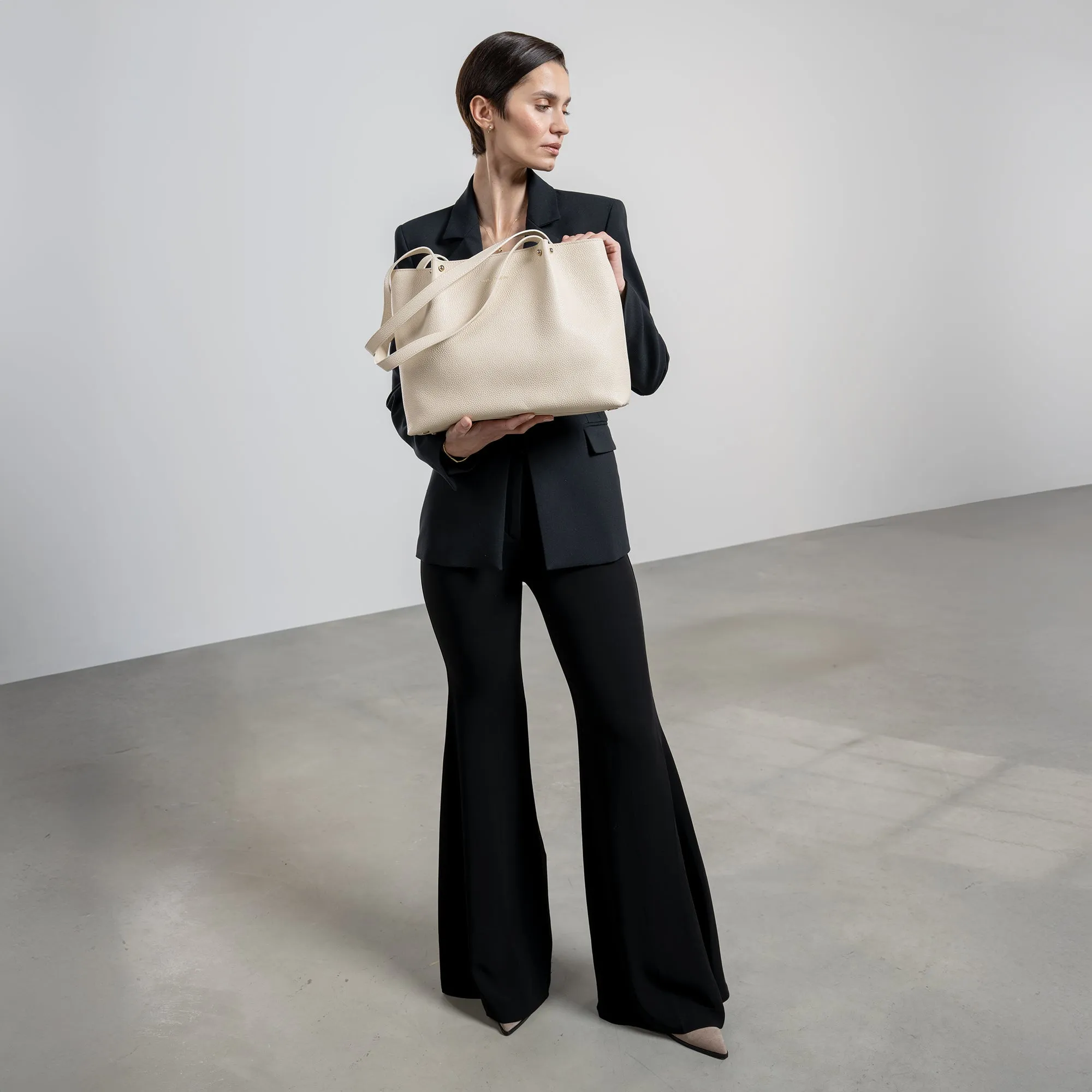 Honoré Nata cream leather shopper calfskin leather