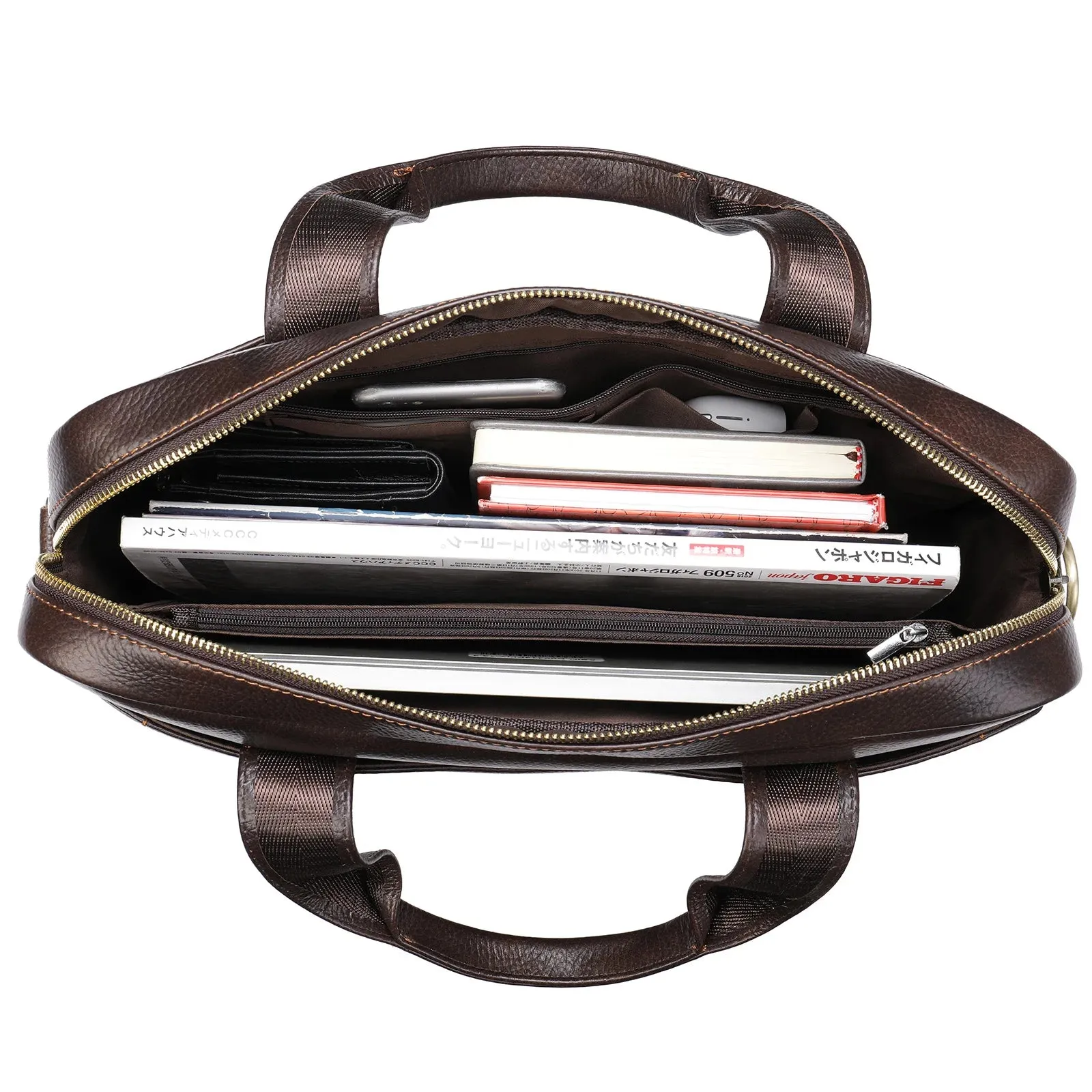 Hot Sell Men's Leather Briefcase Bag Genuine Cowhide Man Laptop Bag Business Handbags For Male Leather Tote Attache Case A4 Size