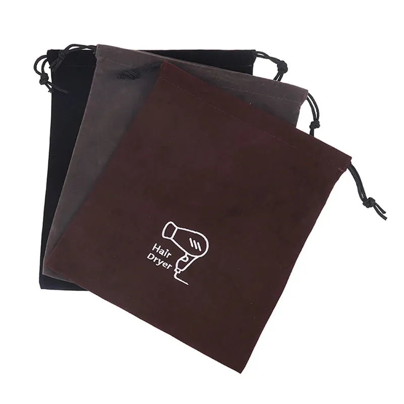 Hotel Fleece Hair Dryer Bag Drawstring Storage Travel Bag Stationery Jewellery Fleece Bag Hair Dryer Supplies Tools