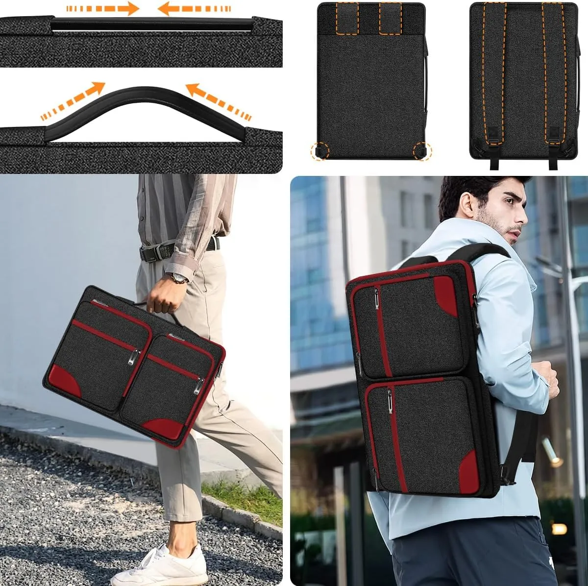 Hseok Laptop Sleeve 15 15.6 16 inches Case Protective PC Briefcase for Commuting and Business Trip，Red