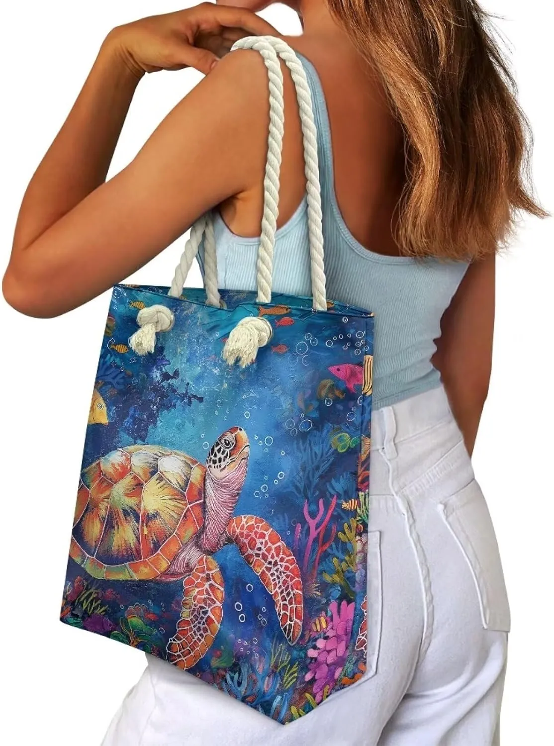 HUGS IDEA Women's Top Handle Bag Casual Grocery Totes Beach Handbags for Teens Shoulder Bags