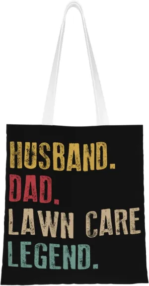 Husband Dad Lawn Care Legend Tote Bag for Women Canvas Shopping Bags Reusable Beach Bag Grocery Bags Tote Shoulder Bag Gift Bags
