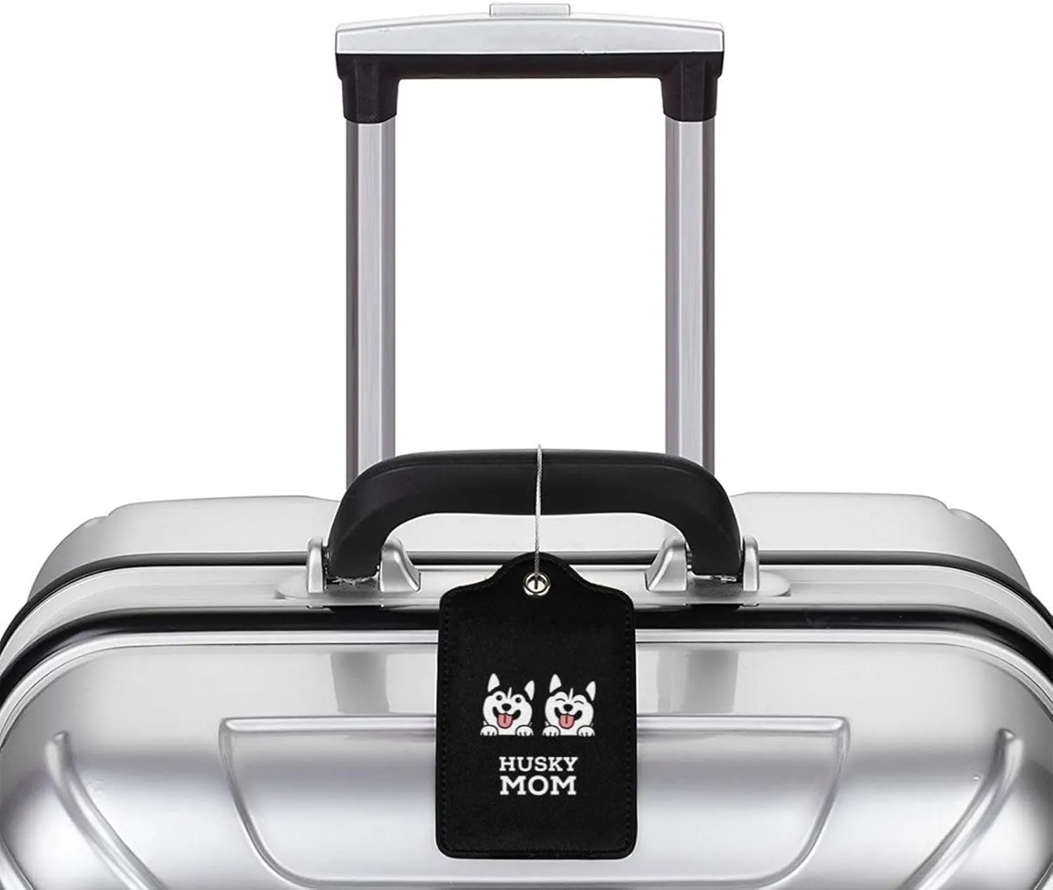 Husky Mom Leather Baggage Bag Luggage Tags with Stainless Steel Loop and Privacy Cover