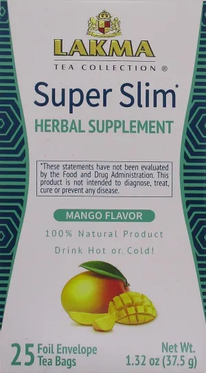 HYLEYS Lakma Super Slim Tea with Mango - 25 Tea Bags - (12 Pack - 300 Tea Bags Total)