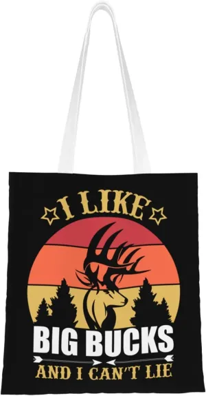 I Like Big Bucks And I Can Not Lie Tote Bag for Women Canvas Shopping Bags Reusable Beach Bag Grocery Bags Tote Shoulder Bag Gift Bags