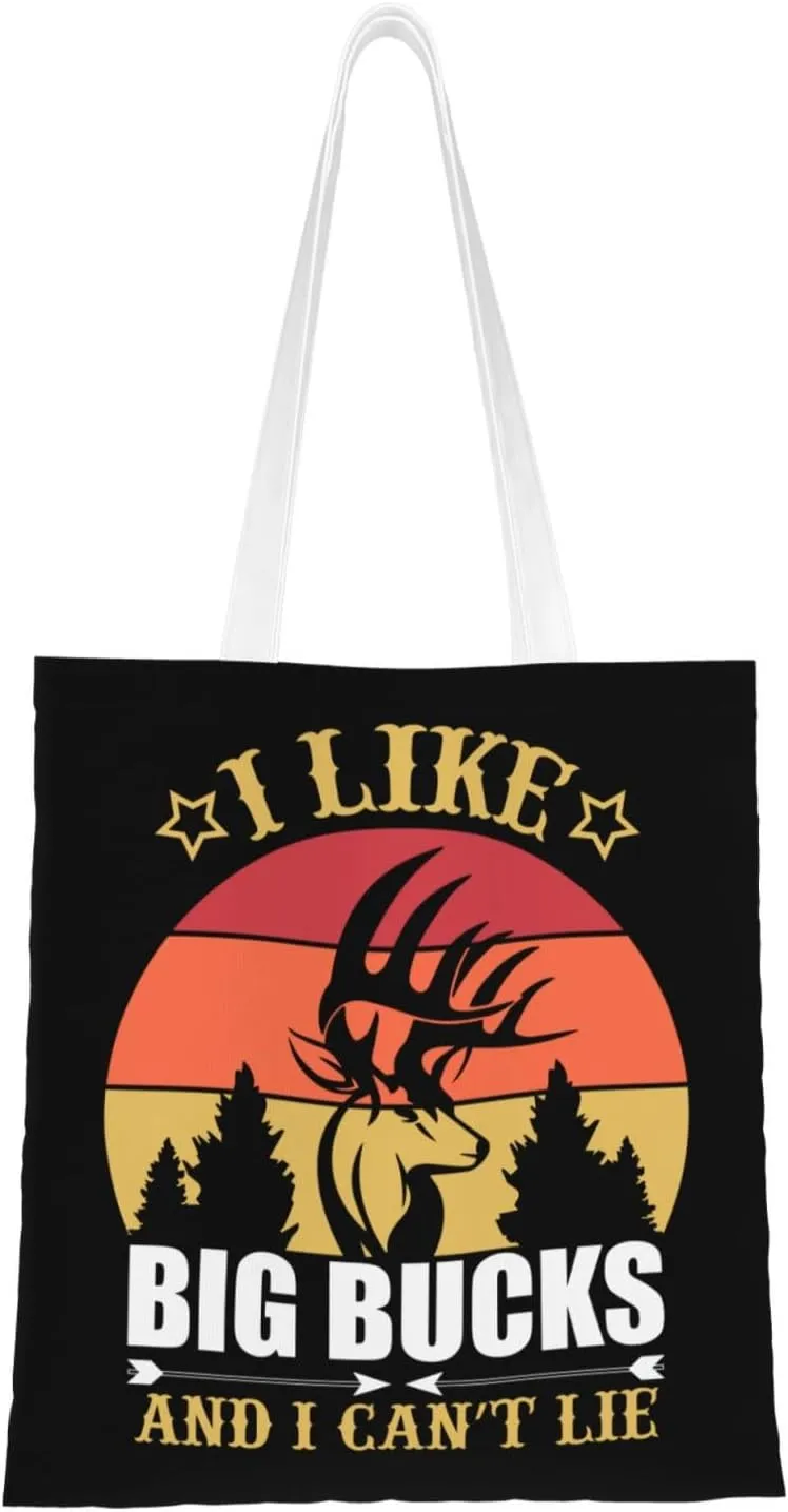 I Like Big Bucks And I Can Not Lie Tote Bag for Women Canvas Shopping Bags Reusable Beach Bag Grocery Bags Tote Shoulder Bag Gift Bags