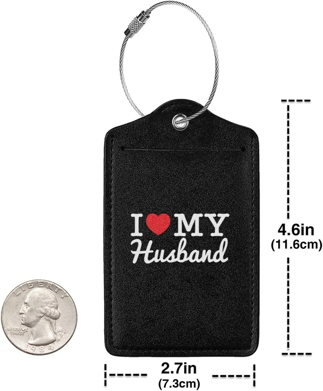 I Love My Husband Leather Baggage Bag Luggage Tags with Stainless Steel Loop and Privacy Cover