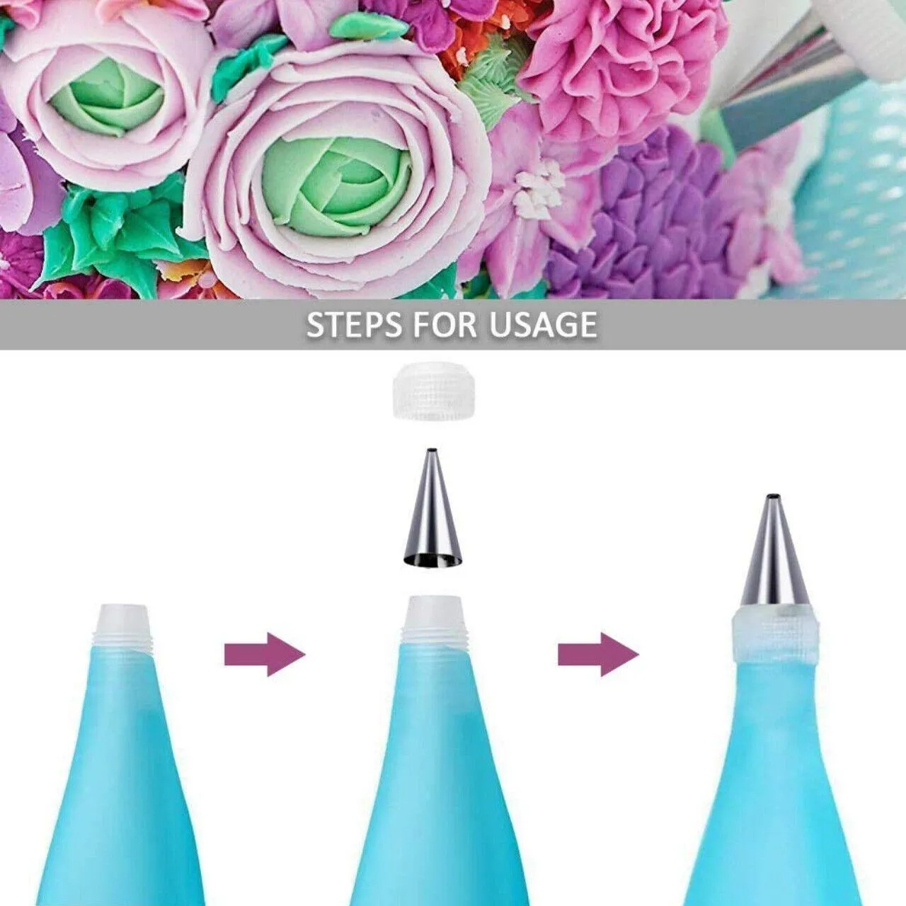 Icing Piping Bags 2PCS 18inch Silicone