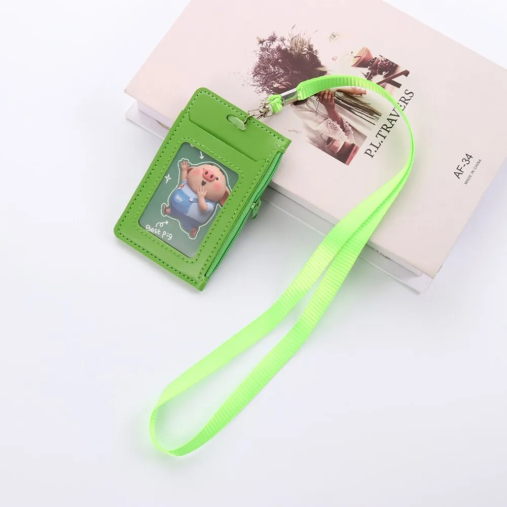 ID Card Holder   Lanyard Neck Strap Unisex ID Card Holders PU Leather Mini Coin Purse Travel Cruise