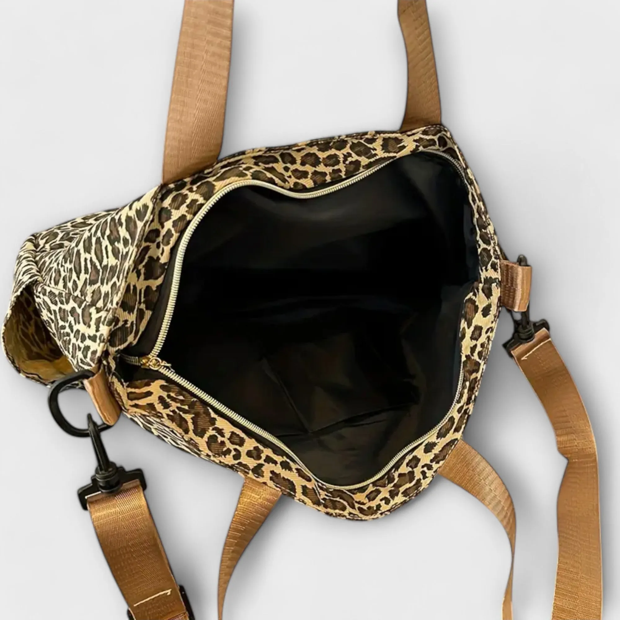 Idris - Leopard Print Canvas Crossbody Bag