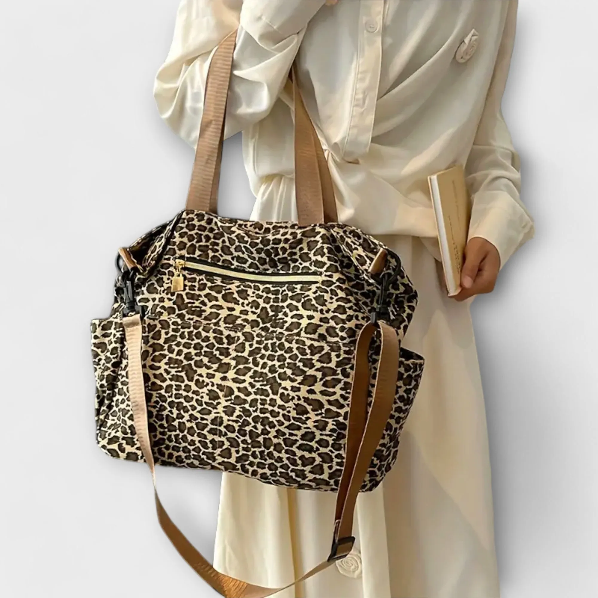 Idris - Leopard Print Canvas Crossbody Bag