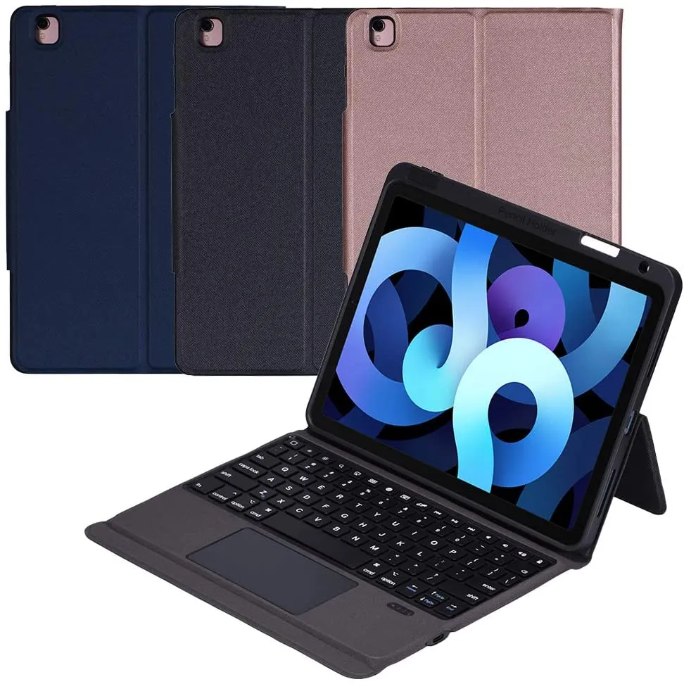 Ipad 7Th - 8Th - 9Th Generation Case with Keyboard Trackpad 10.2/10.5 Inch Ipad Air Gen 3 Case Ipad Pro 10.5 - a Smart Combo Touch Pad Keyboard and Pencil Holder Folio Book 7 8 9 Ipad - Navy