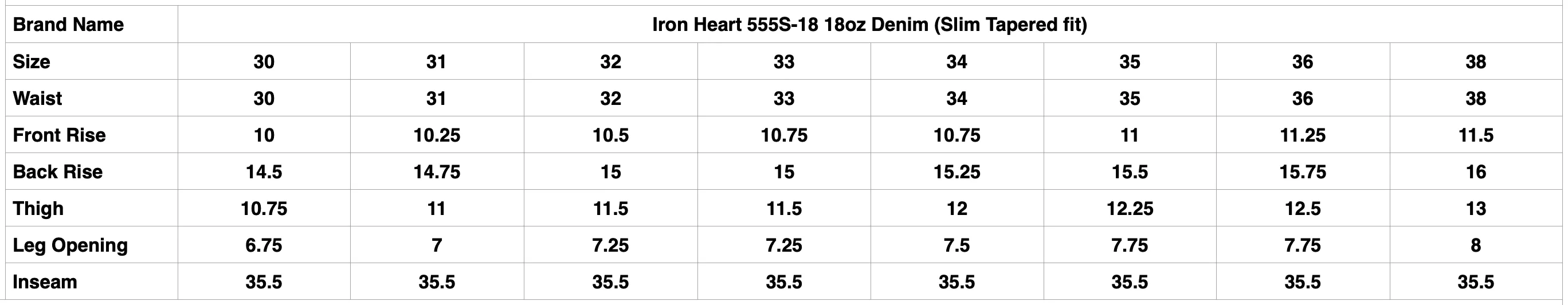 Iron Heart 555S-18 18oz Denim (Slim Tapered fit)