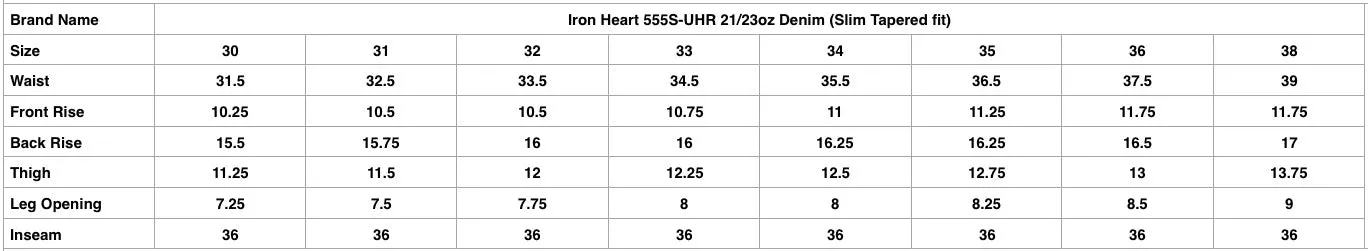 Iron Heart 555S-UHR 21/23oz Denim (Slim Tapered Fit)