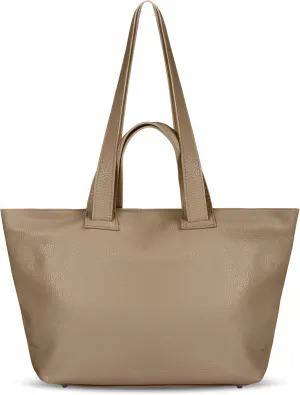 Italian Genuine Calf Leather Tote Satchel Bag for Women with Zipper & Double Straps | Wide Large Work Laptop Shoulder Handbag