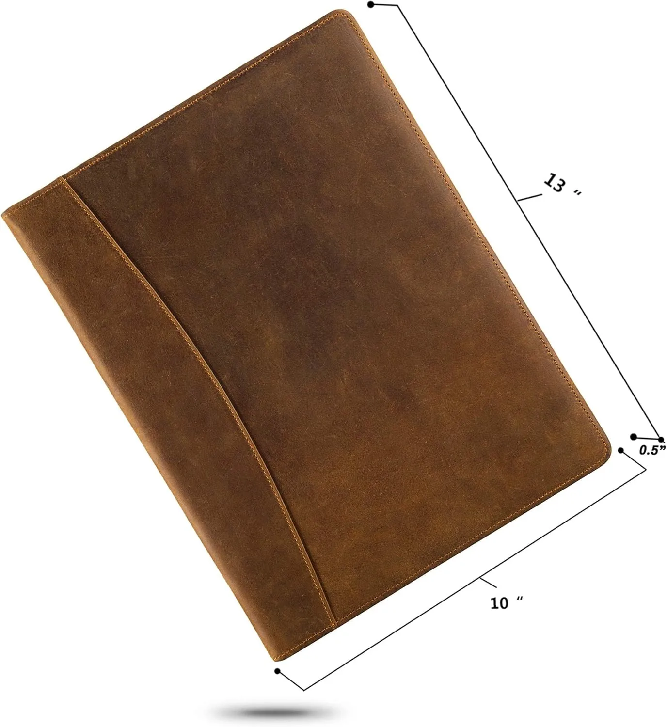 Jack&Chris Leather Portfolio, A4 Document Folder Legal Pad Padfolio, Professional Writing Letter Notepad Clipboard Sleeve Organizer, Resume Folio Binder for Men&Women,JC1823 (Russet Brown)