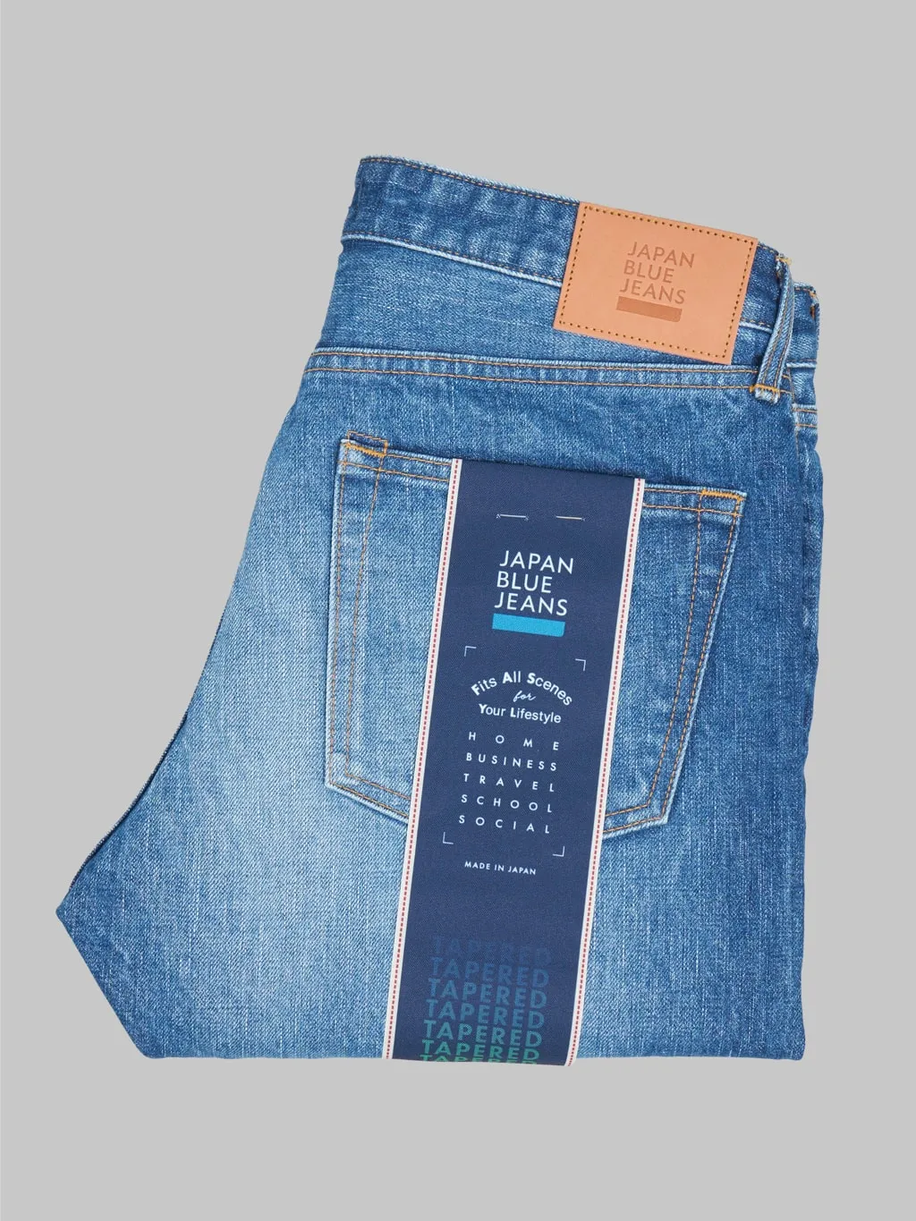 Japan Blue J201-MID 14.8oz US Cotton Stonewashed Tapered Jeans Middle Indigo