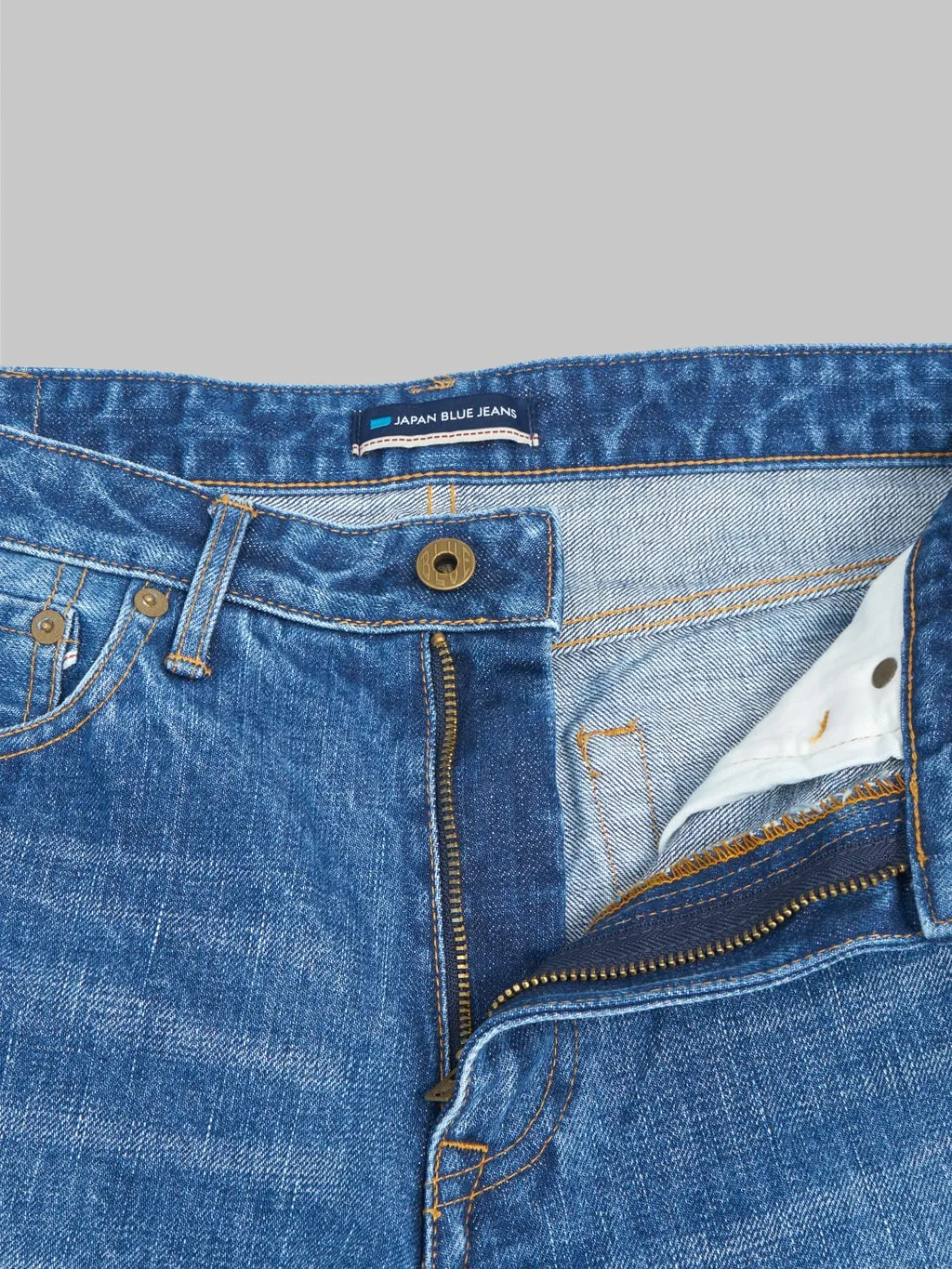 Japan Blue J201-MID 14.8oz US Cotton Stonewashed Tapered Jeans Middle Indigo