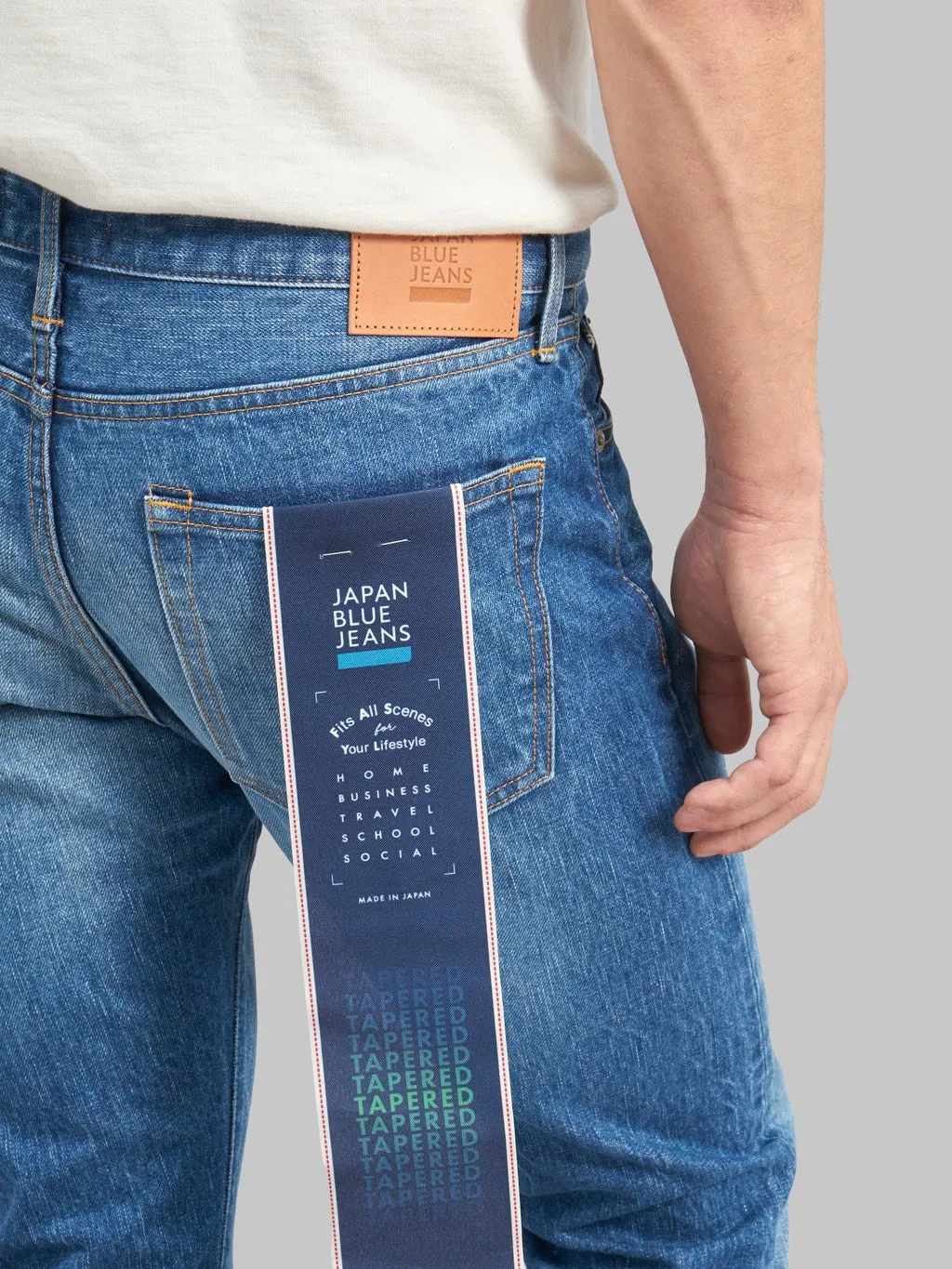 Japan Blue J201-MID 14.8oz US Cotton Stonewashed Tapered Jeans Middle Indigo