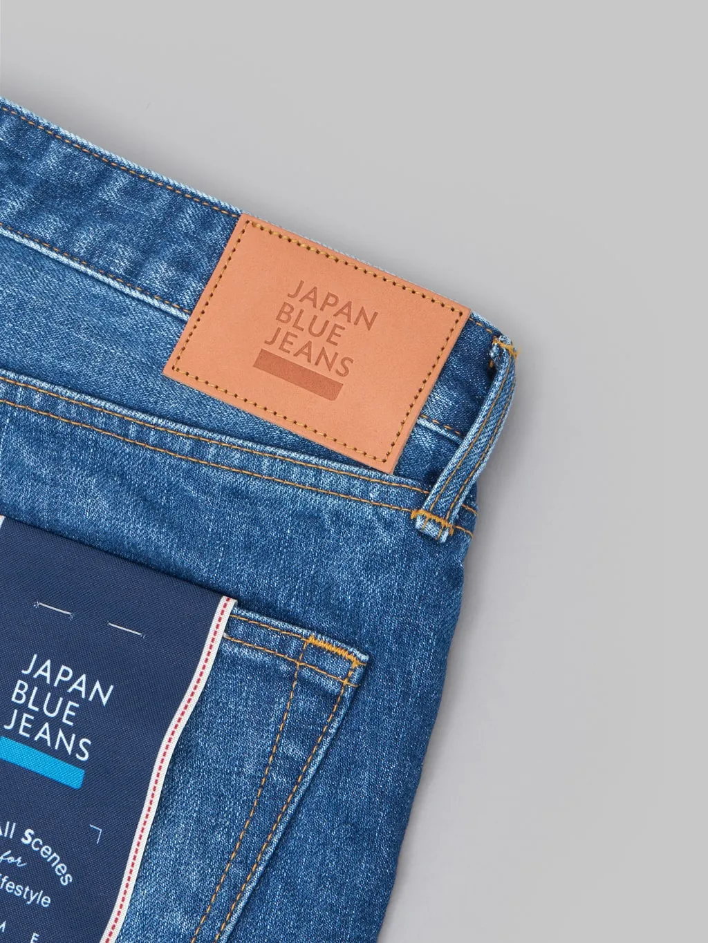 Japan Blue J201-MID 14.8oz US Cotton Stonewashed Tapered Jeans Middle Indigo