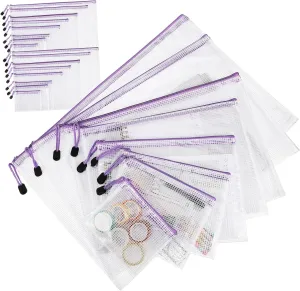 jojofuny 32pcs Transparent Mesh Zipper Pouch Versatile Document Organizer Bags for Office Travel and School Lightweight Storage with Easy Visibility and Access