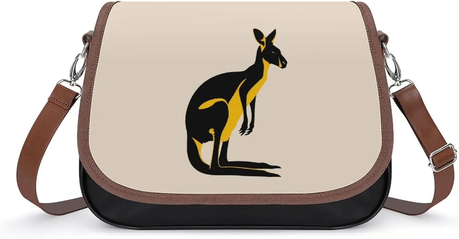 Kangarooes Australia Messenger Bag for Women PU Leather Crossbody Bags Shoulder Handbags Purse