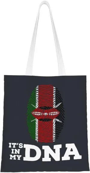 Kenya It's in My DNA Tote Bag for Women Canvas Shopping Bags Reusable Beach Bag Grocery Bags Tote Shoulder Bag Gift Bags